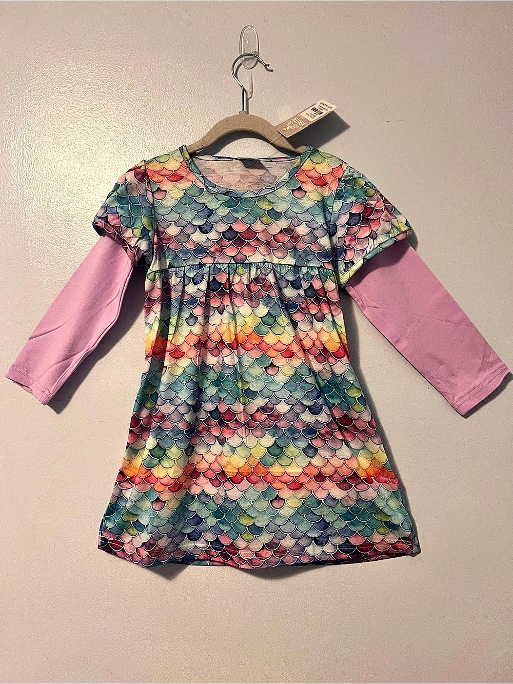 Mermaid Scale Colorful Long Sleeve Dress - NWT - Girls 3-4Y